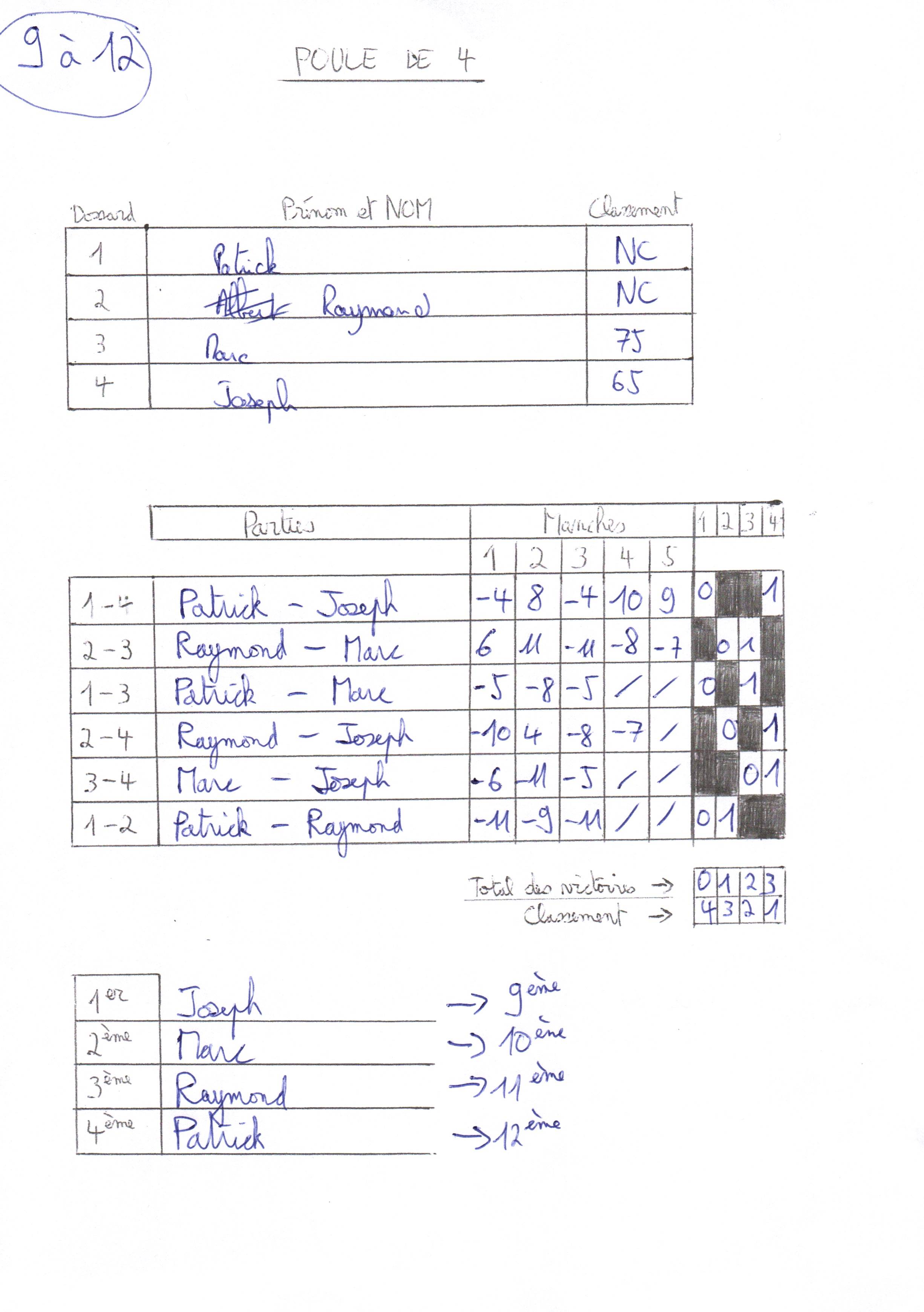 Poule 9 à 12